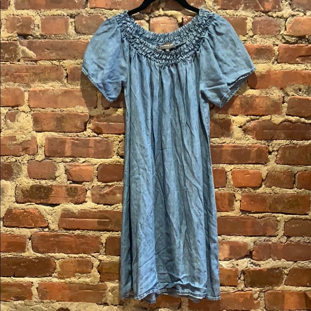 Michael Stars Chambray Denim Off Shoulder Dress